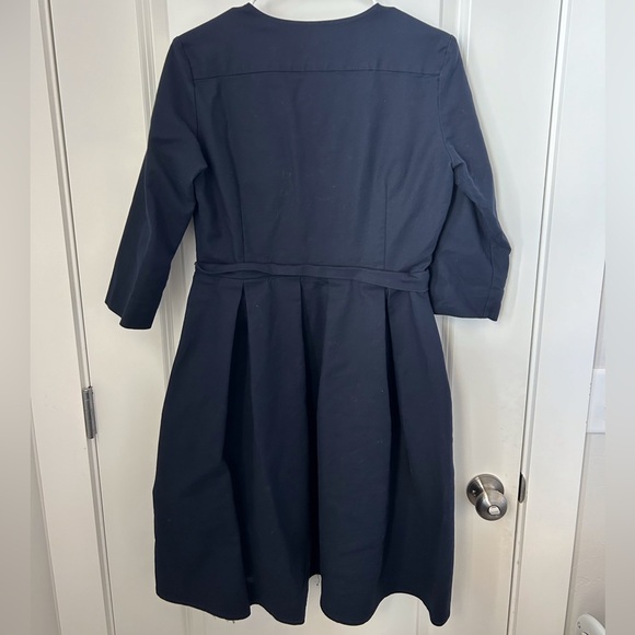 Gap Navy Blue Button Front Pleated MIDI Dress Size 8 - Picture 5 of 7